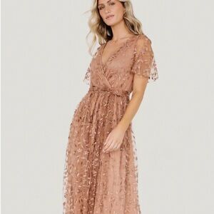Baltic Born Marseille Floral Lace Maxi Dress in Nude Rose